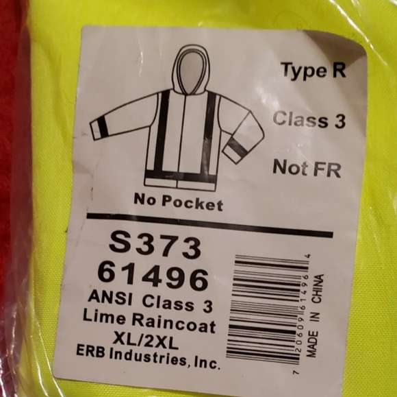Safety Reflective Raincoat 61496 Class 3 Neon/Lime Size: XL/2XL no pockets - Picture 2 of 3